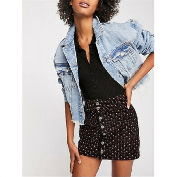 Free People Joanie Patterned Corduroy Mini Skirt - Picture 2 of 8